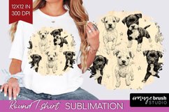 Cute Dogs Round Tshirt Background - Puppy PNG Sublimation Product Image 1