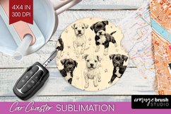 Cute Dogs Car Coaster - Puppy Coaster PNG Sublimation Product Image 1