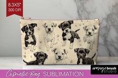 Cute Dogs Cosmetic Bag - Puppy Makeup Bag PNG Sublimation Product Image 1