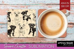 Cute Dogs Square Coaster - Puppy Coaster PNG Sublimation Product Image 1
