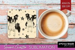 Cute Dogs Square Coaster - Puppy Coaster PNG Sublimation Product Image 1