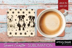 Cute Dogs Square Coaster - Puppy Coaster PNG Sublimation Product Image 1