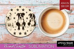 Cute Dogs Round Coaster - Puppy Coaster PNG Sublimation Product Image 1