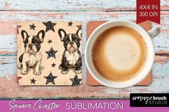 Cute Dogs Square Coaster - Puppy Coaster PNG Sublimation Product Image 1