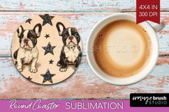 Cute Dogs Round Coaster - Puppy Coaster PNG Sublimation Product Image 1