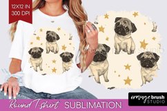 Cute Dogs Round Tshirt Background - Puppy PNG Sublimation Product Image 1