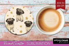 Cute Dogs Round Coaster - Puppy Coaster PNG Sublimation Product Image 1