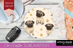 Cute Dogs Car Coaster - Puppy Coaster PNG Sublimation Product Image 1