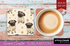 Cute Dogs Square Coaster - Puppy Coaster PNG Sublimation Product Image 1
