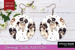 Cute Dogs Round Earrings - Puppy PNG Sublimation Product Image 1