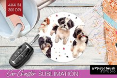 Cute Dogs Car Coaster - Puppy Coaster PNG Sublimation Product Image 1