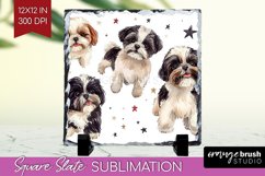 Cute Dogs Slate PNG - Puppy Square Slate Sublimation Product Image 1