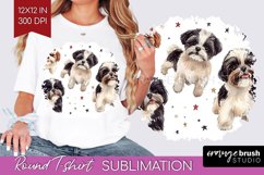 Cute Dogs Round Tshirt Background - Puppy PNG Sublimation Product Image 1