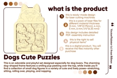 Dog Puzzle Busy Board SVG Laser Cut File, Puppy Jigsaw Product Image 2