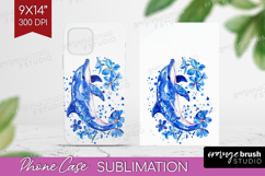 Dolphin Floral Phone Case PNG Blue Flowers Case PNG Product Image 1