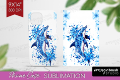 Dolphin Floral Phone Case PNG Blue Flowers Case PNG Product Image 1