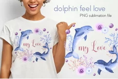 Be my love valentine watercolor dolphin Png Sublimation Product Image 1