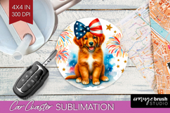 Duck Toller Dog Car Coaster Patriotic Dog Coaster PNG Product Image 1