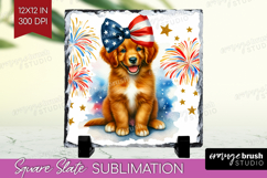 Duck Toller Dog Slate PNG Patriotic Dog Square Slate Product Image 1