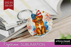 Duck Toller Dog Keychain PNG Patriotic Dog Keychain Product Image 1