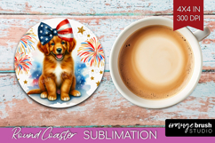 Duck Toller Dog Round Coaster Patriotic Dog Coaster PNG Product Image 1