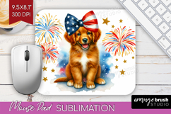 Duck Toller Dog Mouse Pad Sublimation Patriotic Dog Mousepad Product Image 1