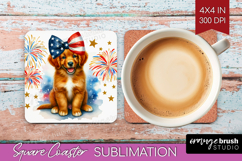 Duck Toller Dog Square Coaster Patriotic Dog Coaster PNG Product Image 1