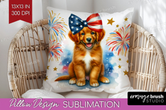 Duck Toller Dog Pillow Sublimation Patriotic Dog Pillow PNG Product Image 1
