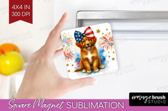 Duck Toller Dog Magnet Sublimation Patriotic Dog Square PNG Product Image 1