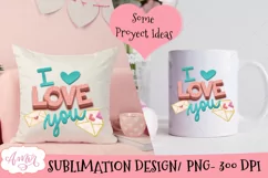 Valentines sublimation design, I Love You PNG Product Image 2