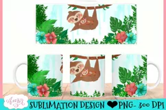 Sloth Mom Mug Wrap PNG| Cute Animal Mug Templates Product Image 3