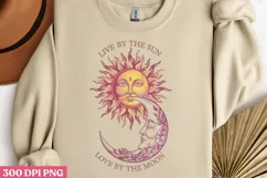 Live By The Sun Love PNG, Sun and Moon Sublimation PNG Product Image 2
