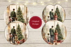 Watercolor Christmas Family Car Coasters, Winter Sublimation Product Image 2