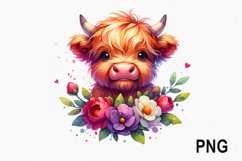 Cow And Flowers Sublimation - Cow Flowers Clipart PNG Design Product Image 1