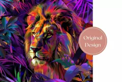 Colorful Lion Tumbler Wrap Design, Tropical Leaves Tumbler Product Image 2