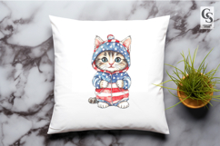 Cute Patriotic Cat Clipart PNG Product Image 2