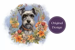 Watercolor Miniature Schnauzer Dog Tumbler Wrap Design Product Image 2