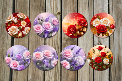 Delicate Roses | Round earring sublimation design bundle Product Image 2