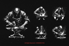 10 Bundle Dark Art Black Smith Skull Steel Hammer Ironwork Product Image 3