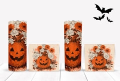Floral Halloween Pumpkin Tumbler, Spooky Halloween Tumbler Product Image 2
