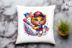 Patriotic Baseball Lion Clipart PNG Product Image 2
