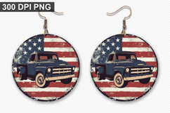 Truck Earring Sublimation PNG - 4th of July Earring Design Product Image 1