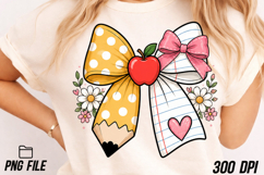 Teacher Pencil Coquette Bow PNG Positive Sublimation Product Image 2