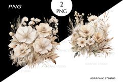 Watercolor Beige Wildflowers Clipart, Bouquet Clipart Product Image 1