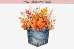 Autumn denim pocket png design for T-shirts Product Image 2