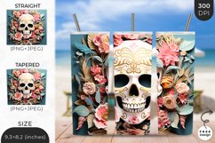 3D White Skull Tumbler Wrap | 3D Sublimation Wrap Design Product Image 1