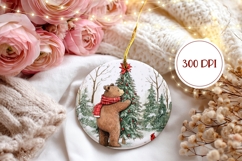 Cartoon Christmas Bear Ornament, Winter Forest Ornament Product Image 2