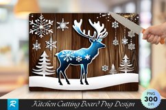 Rustic Reindeer And Snowflakes Cutting Board PNG Design Product Image 1