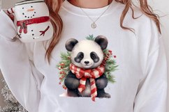 Panda Christmas Sublimation Clipart, Panda Christmas Clipart Product Image 2