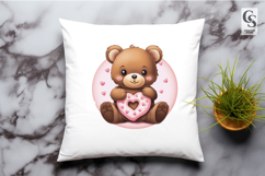 Teddy Bear With Heart Donut Clipart Sublimation PNG Product Image 3